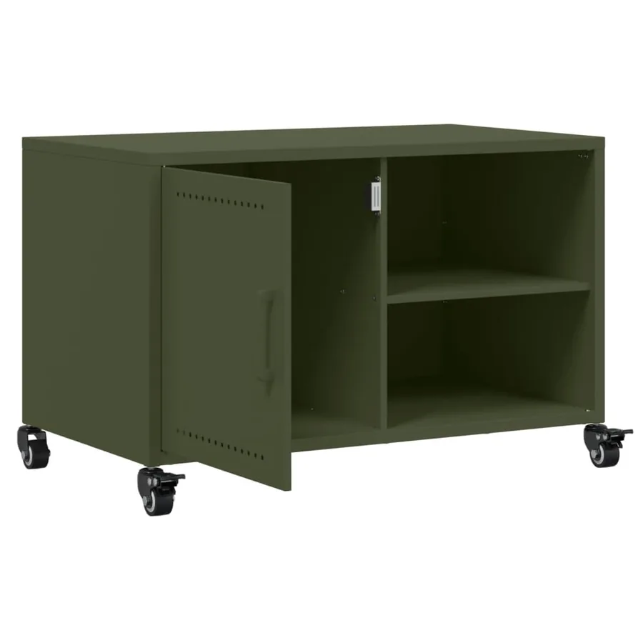Meuble TV vert olive 68x39x43,5 cm acier - 9