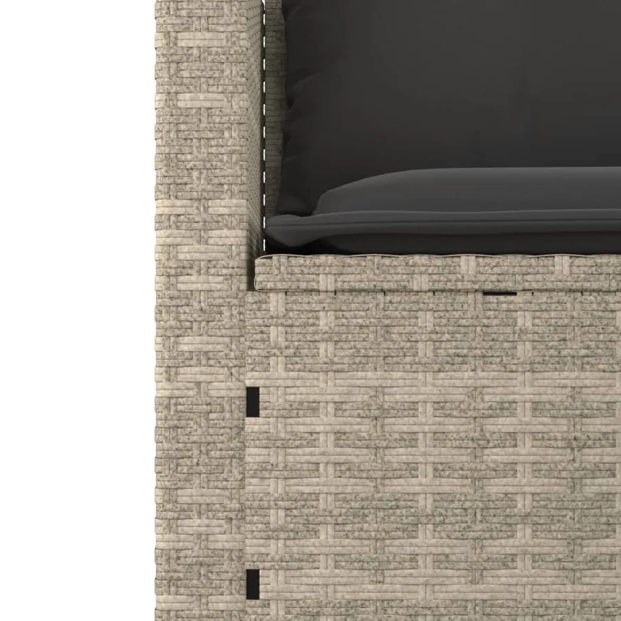 Salon de jardin avec coussins 3 pcs gris clair résine tressée - 10