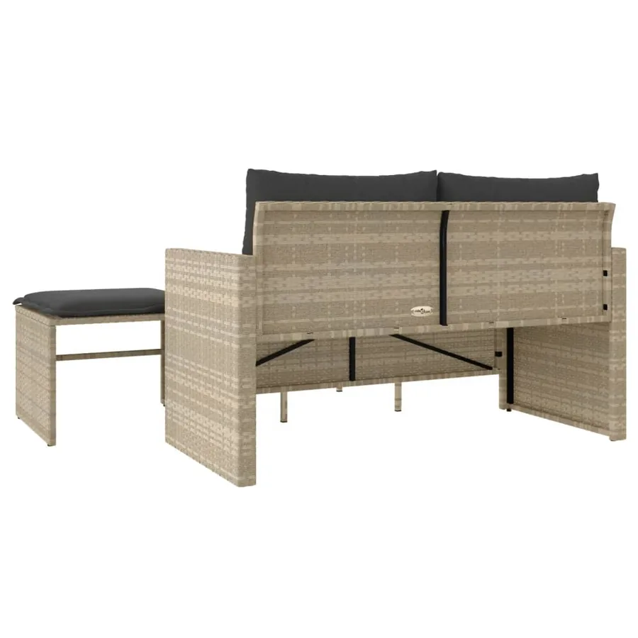 Salon de jardin avec coussins 3 pcs gris clair résine tressée - 7