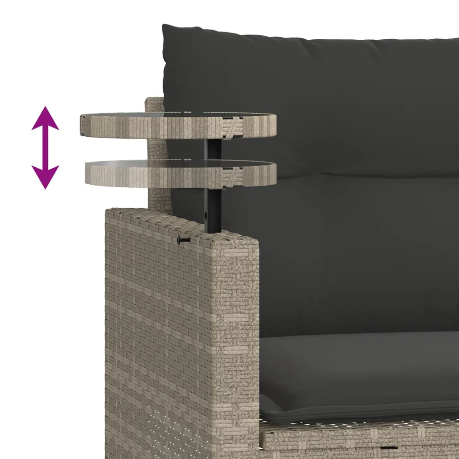 Salon de jardin avec coussins 3 pcs gris clair résine tressée - 8