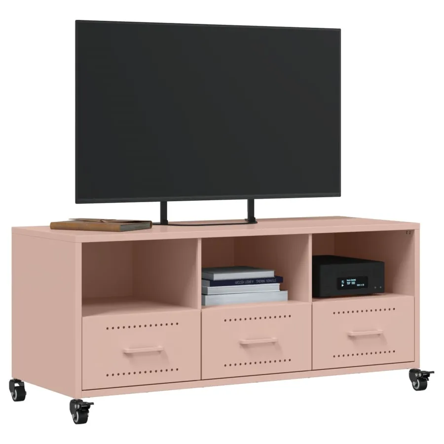 Meuble TV rose 100,5x39x43,5 cm acier - 4