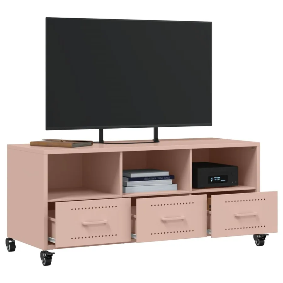 Meuble TV rose 100,5x39x43,5 cm acier - 5