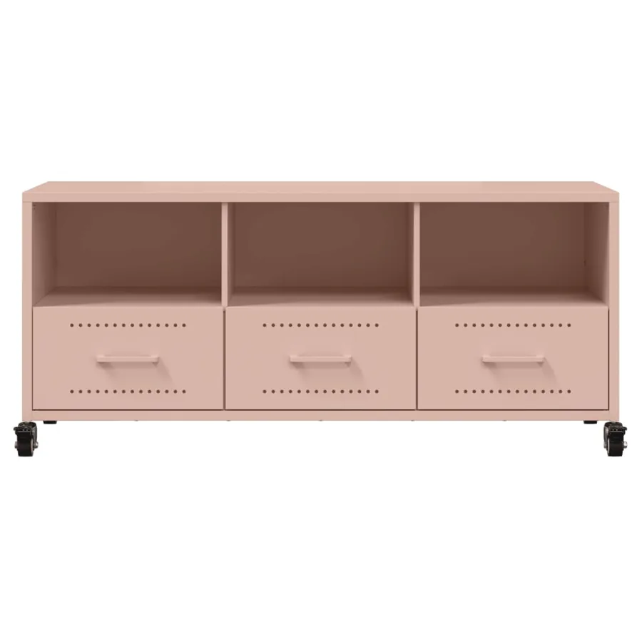 Meuble TV rose 100,5x39x43,5 cm acier - 6
