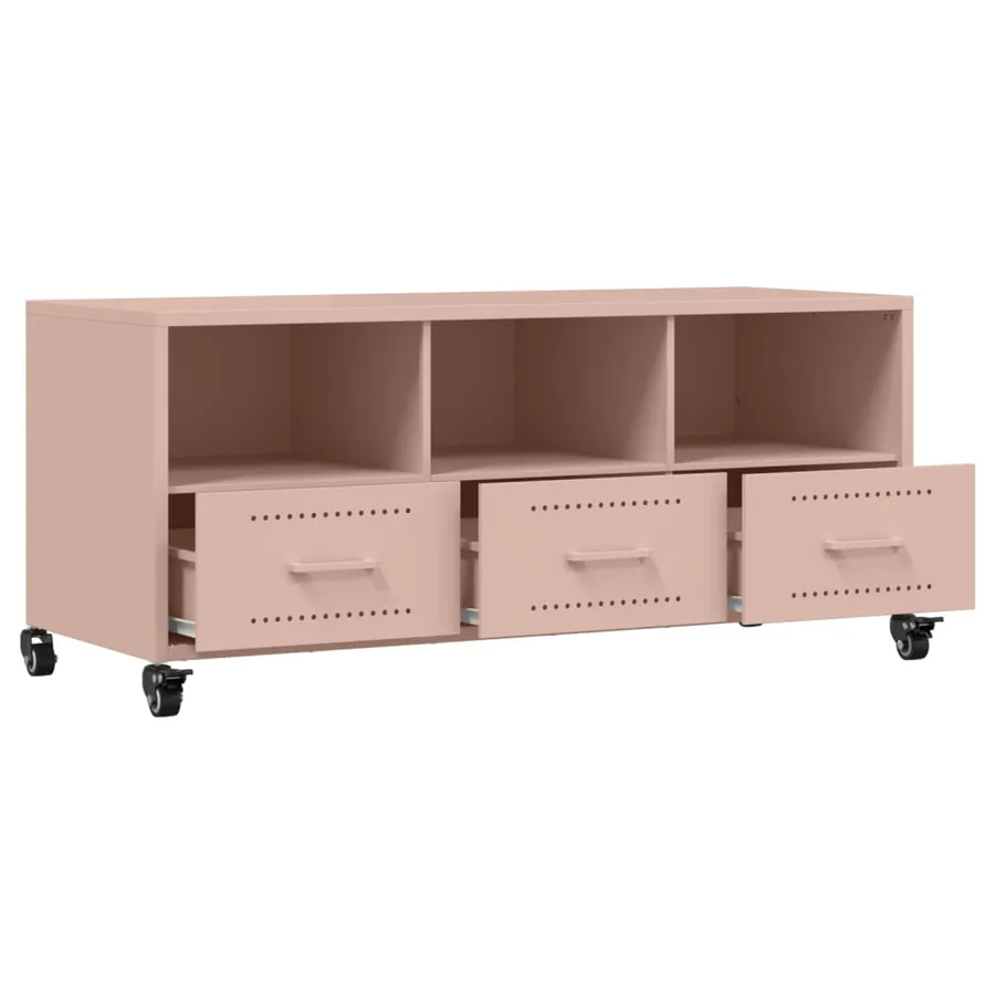 Meuble TV rose 100,5x39x43,5 cm acier - 9