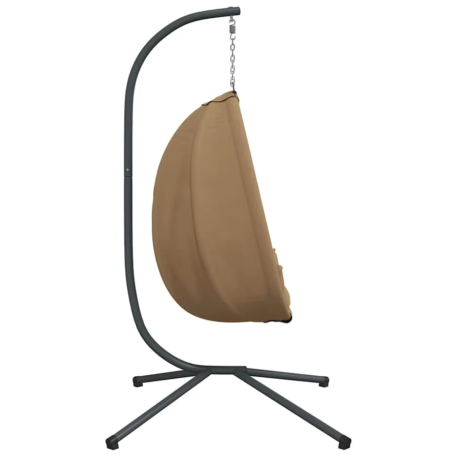 Chaise suspendue en forme d'œuf et support taupe rotin et acier - 5
