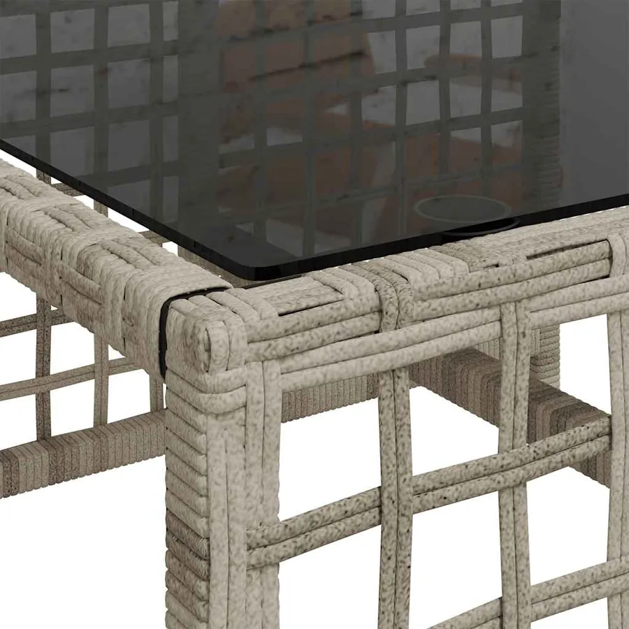 Salon de jardin d'angle avec coussins 3 pcs gris clair rotin - 13