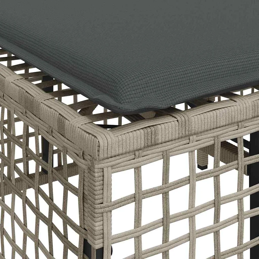 Salon de jardin d'angle avec coussins 3 pcs gris clair rotin - 14