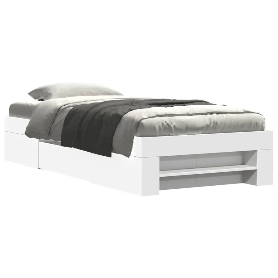 Cadre de lit sans matelas blanc 75x190 cm bois d'ingénierie - 2