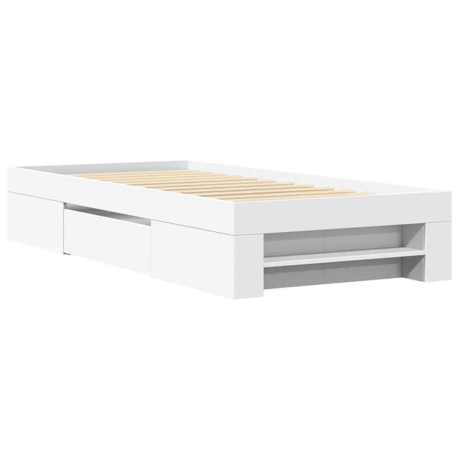 Cadre de lit sans matelas blanc 75x190 cm bois d'ingénierie - 3