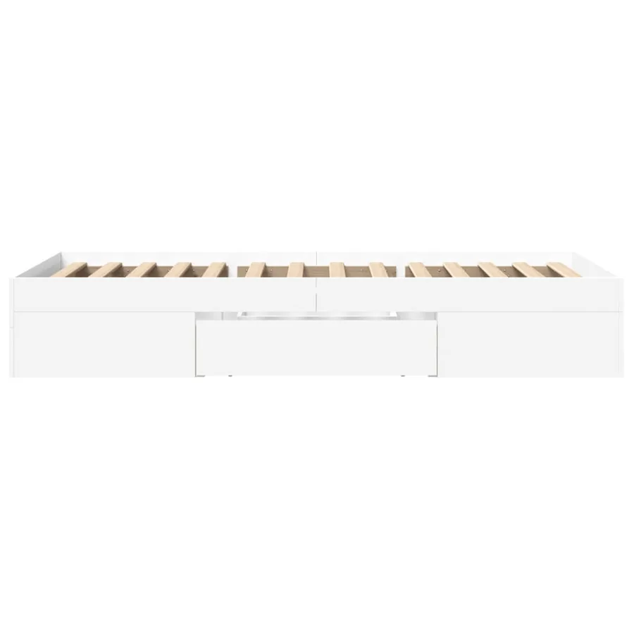 Cadre de lit sans matelas blanc 75x190 cm bois d'ingénierie - 6