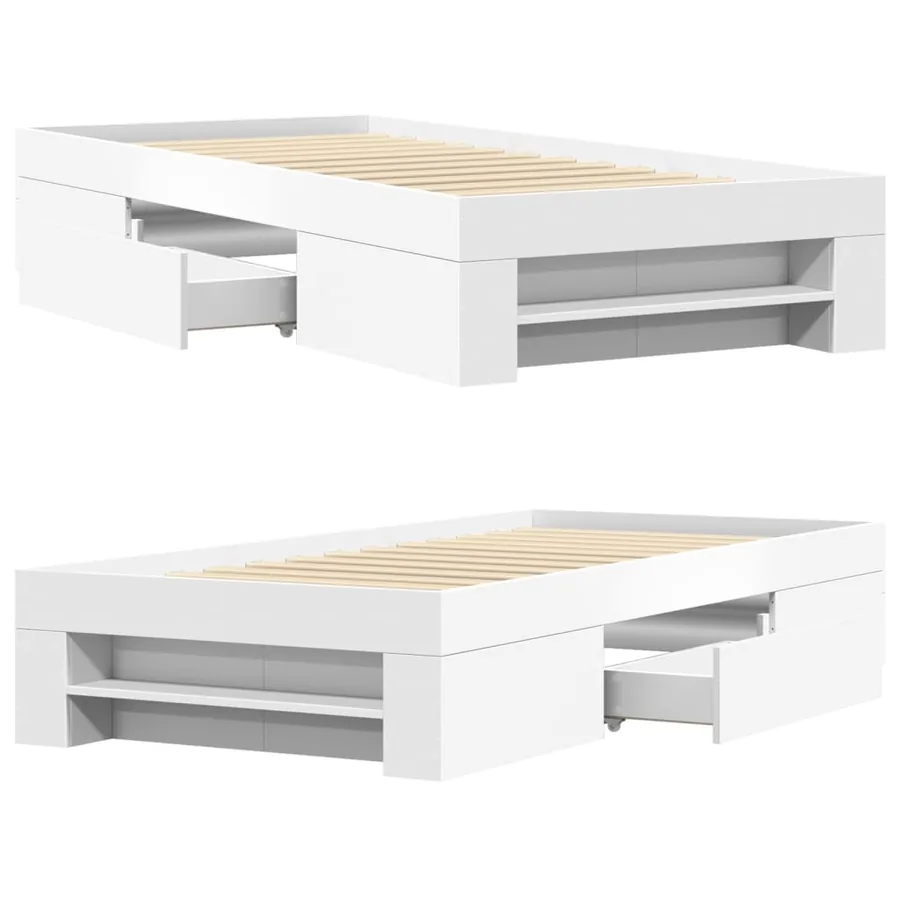 Cadre de lit sans matelas blanc 75x190 cm bois d'ingénierie - 8