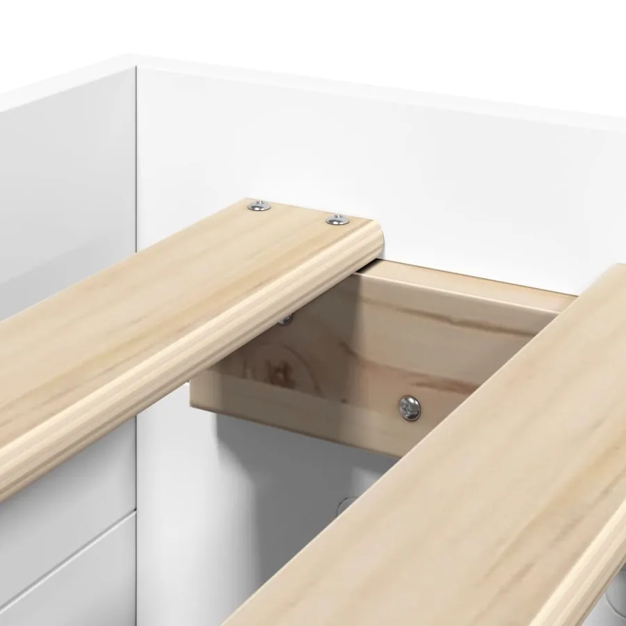 Cadre de lit sans matelas blanc 75x190 cm bois d'ingénierie - 9