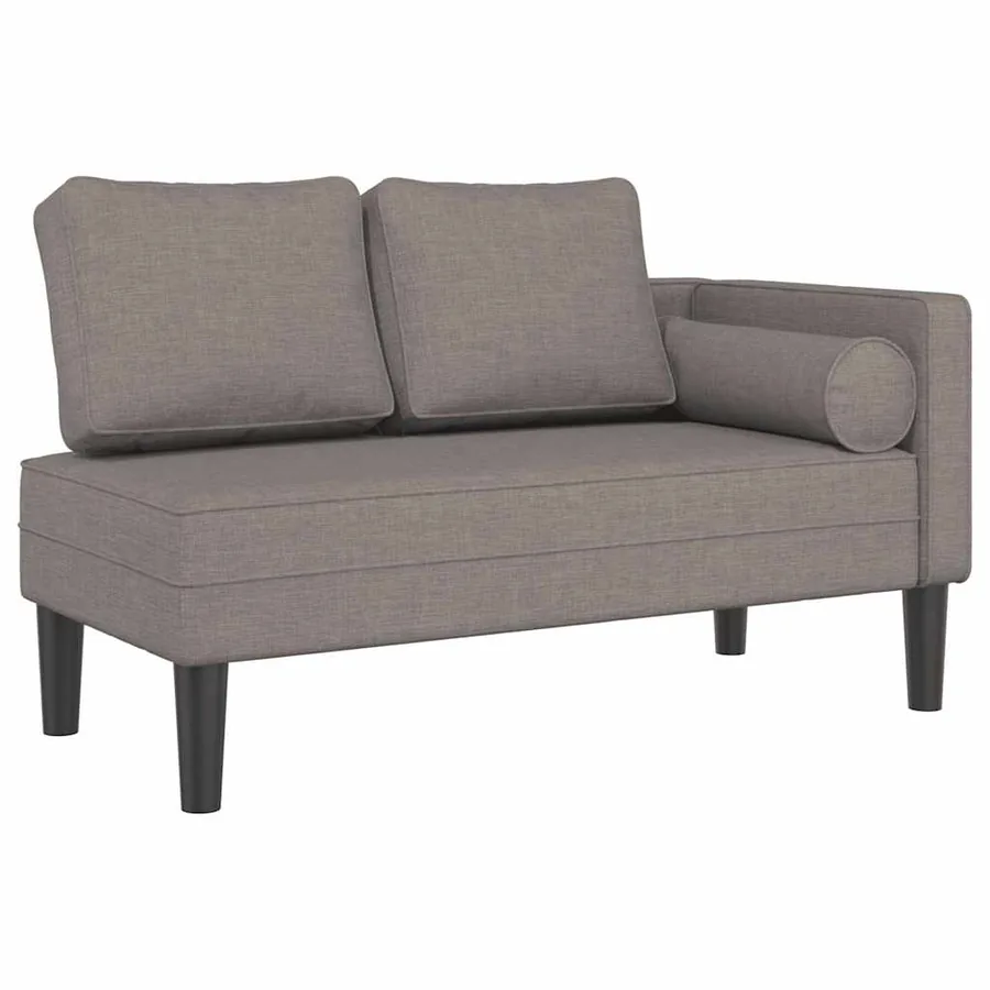 Chaise longue avec coussins taupe tissu - 2