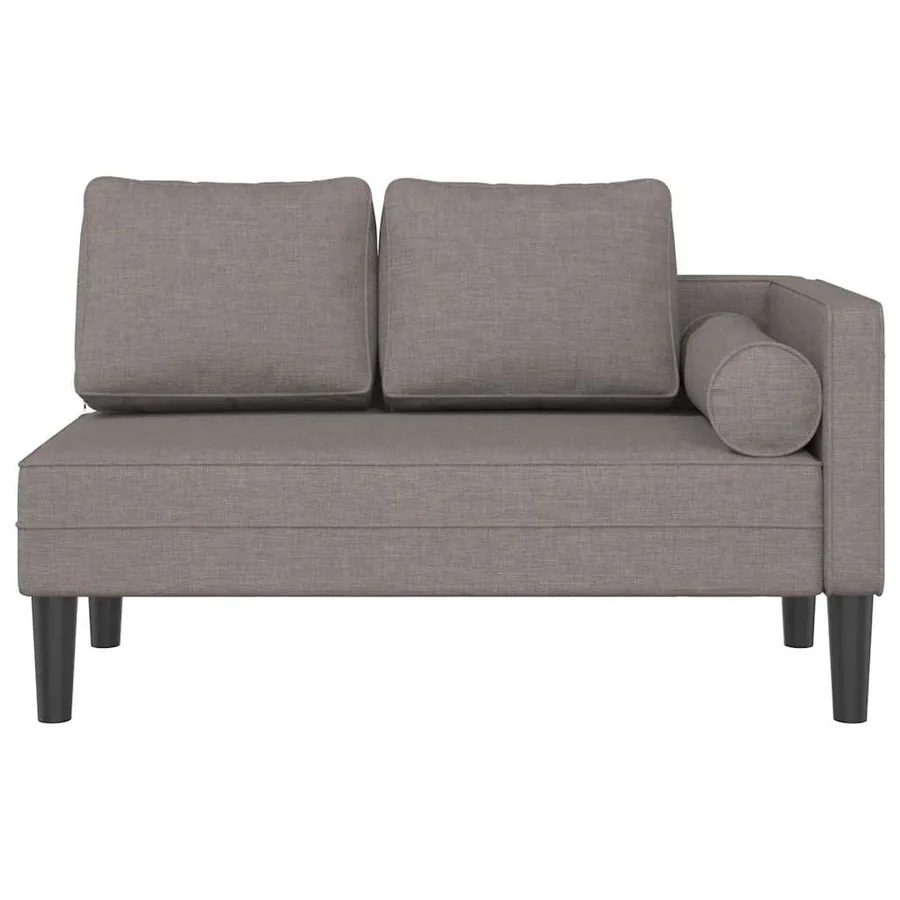 Chaise longue avec coussins taupe tissu - 3