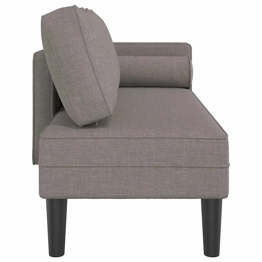 Chaise longue avec coussins taupe tissu - 4