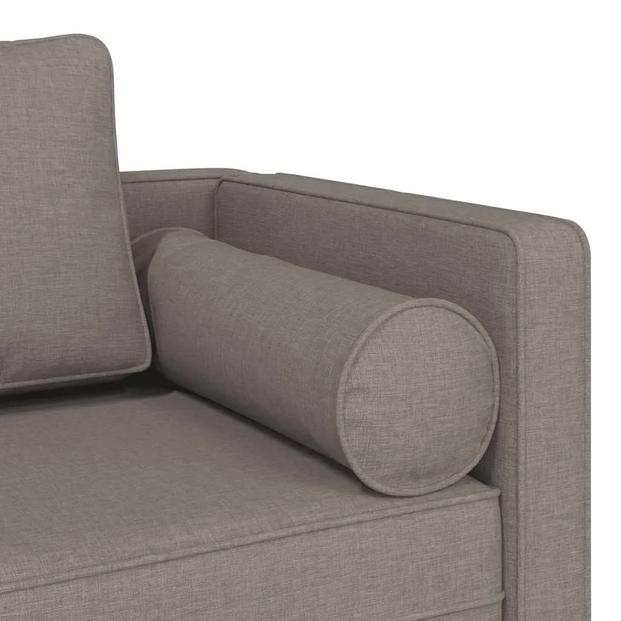 Chaise longue avec coussins taupe tissu - 6