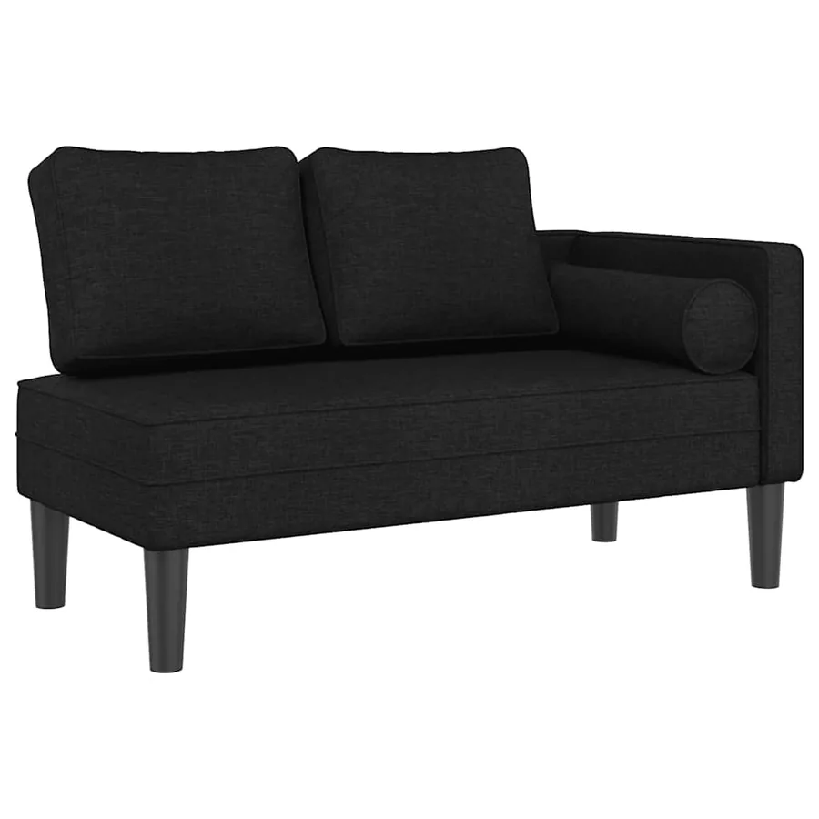 Chaise longue avec coussins noir tissu - 2