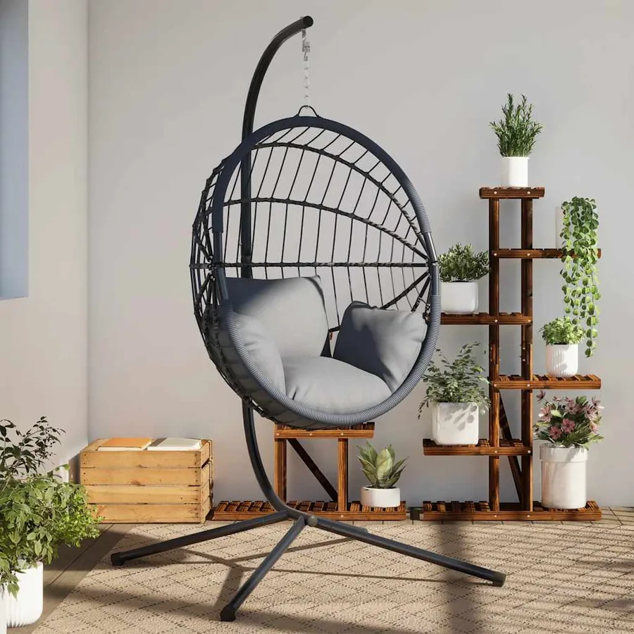 Support de chaise suspendue en forme d'œuf sans panier Acier anthracite