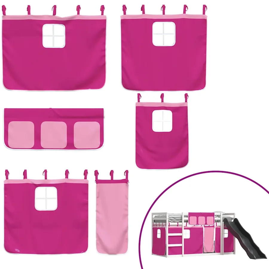 Lit superposé sans matelas avec toboggan et rideaux 80x200 cm - 5