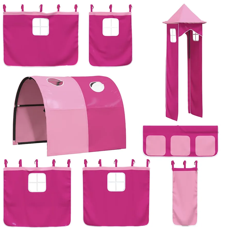 Lit superposé sans matelas avec toboggan et rideaux 80x200 cm - 6