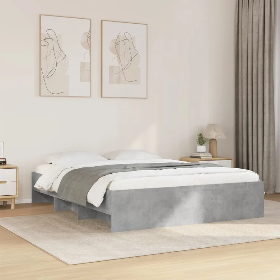 Cadre de lit sans matelas gris béton 160x200 cm bois ingénierie