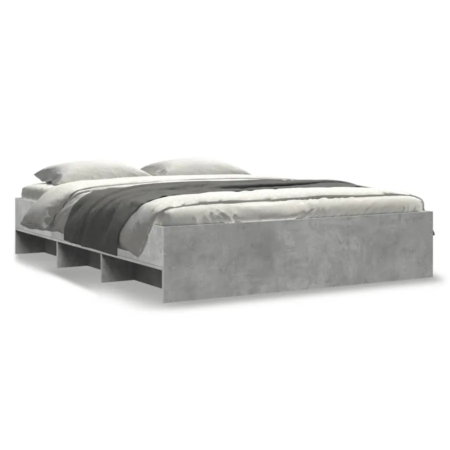Cadre de lit sans matelas gris béton 160x200 cm bois ingénierie - 2