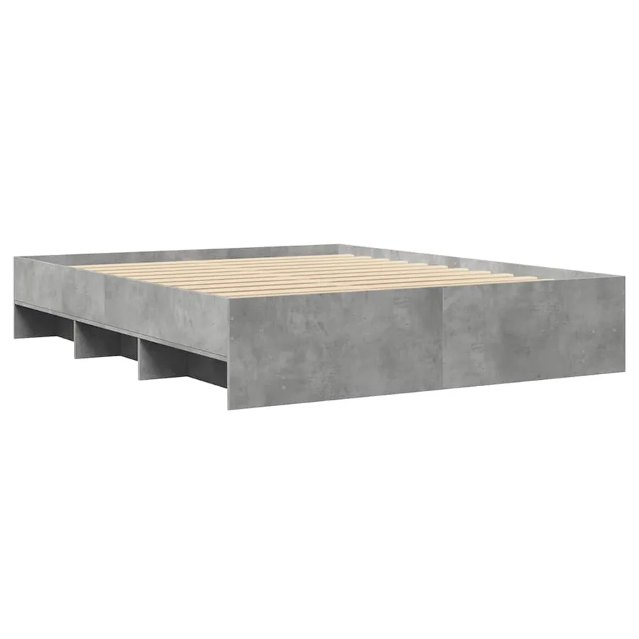 Cadre de lit sans matelas gris béton 160x200 cm bois ingénierie - 7