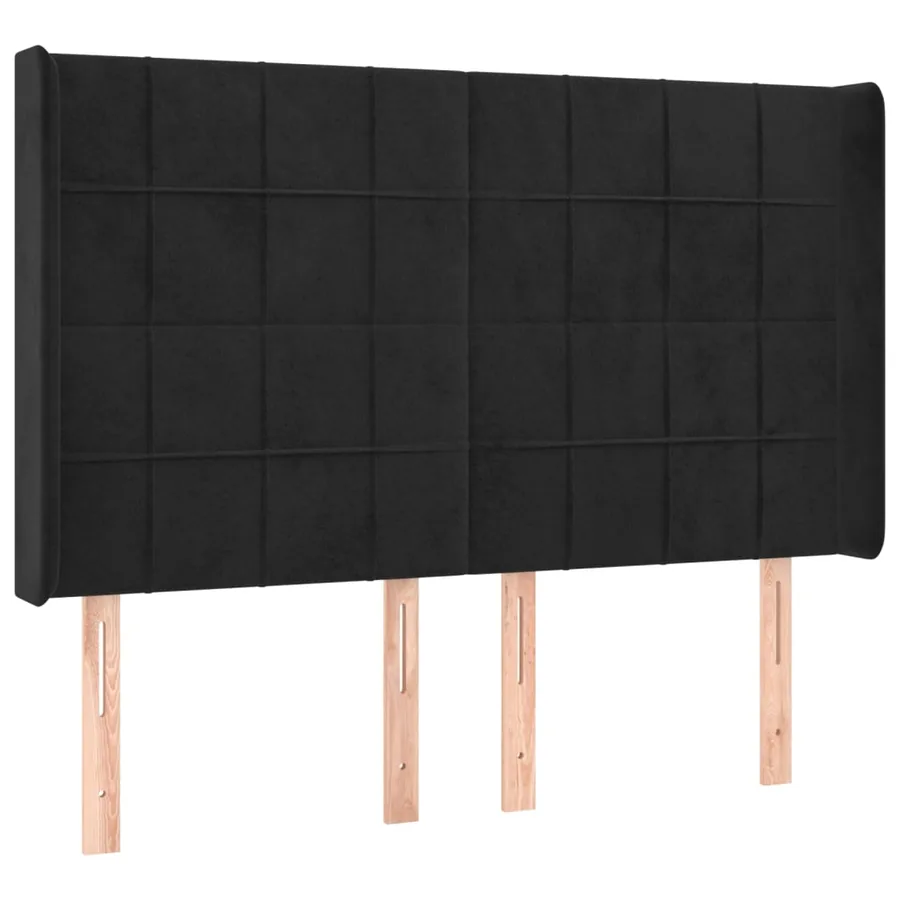 Sommier à lattes de lit matelas et LED Noir 140x200 cm Velours - 7