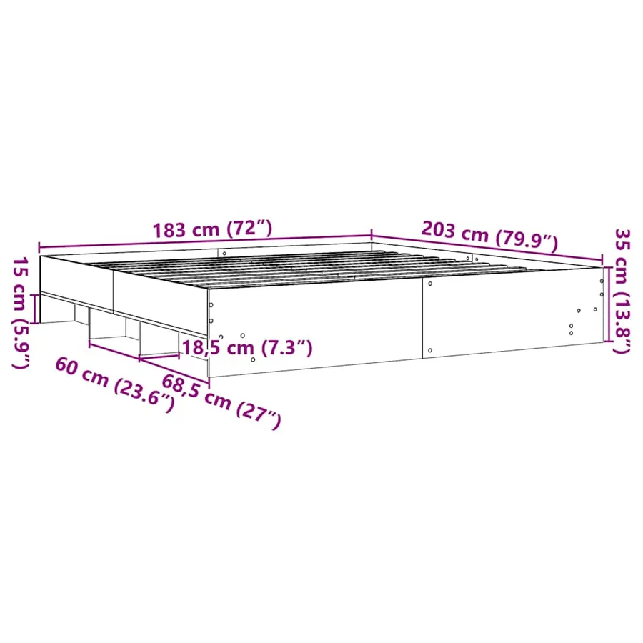 Cadre de lit sans matelas sonoma gris 180x200 cm - 10