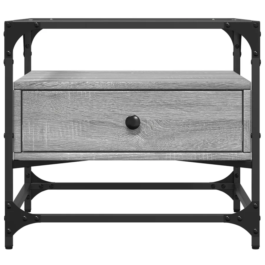 Table basse avec dessus en verre sonoma gris 50x50x45 acier - 4