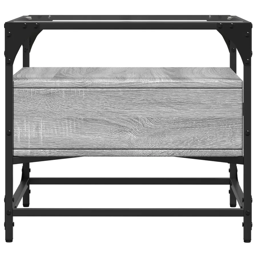 Table basse avec dessus en verre sonoma gris 50x50x45 acier - 5