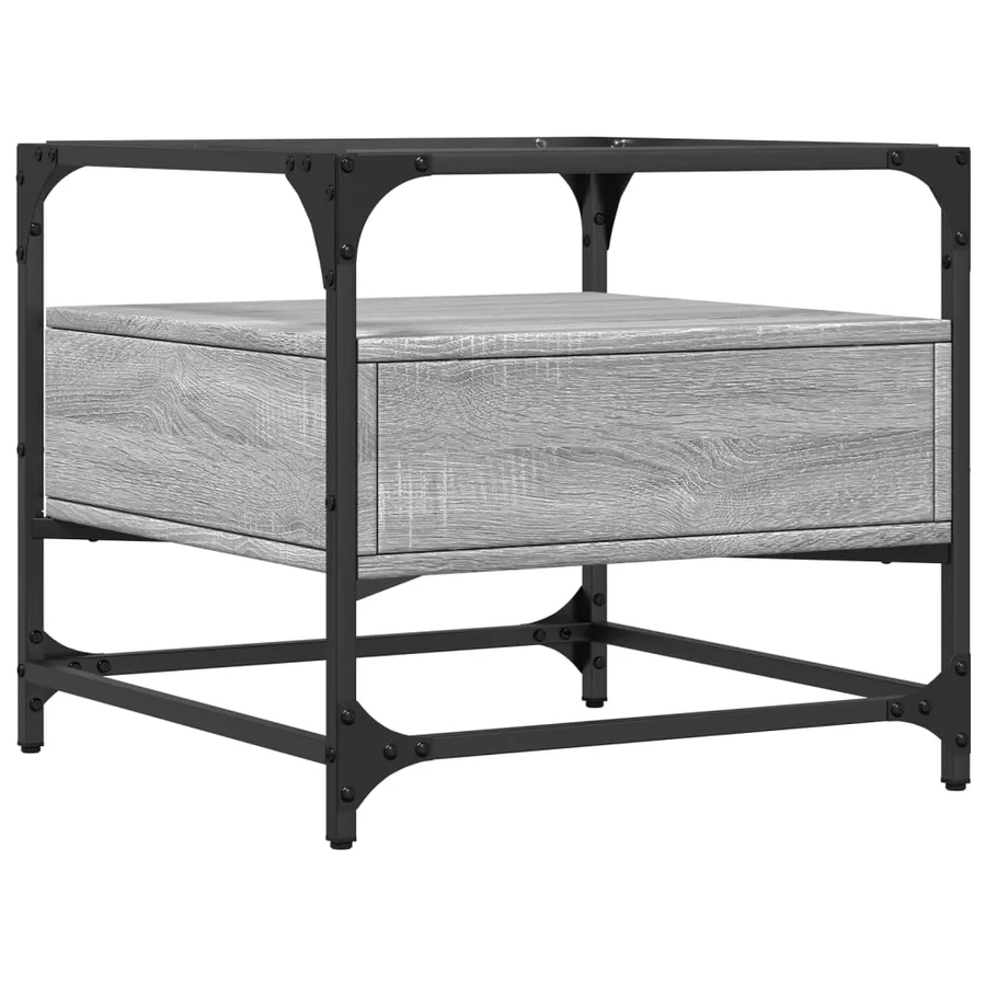 Table basse avec dessus en verre sonoma gris 50x50x45 acier - 6