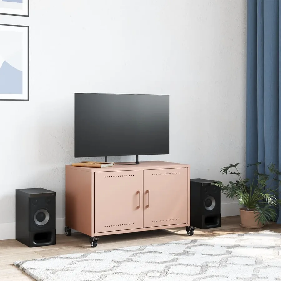 Meuble TV rose 68x39x43,5 cm acier - 3