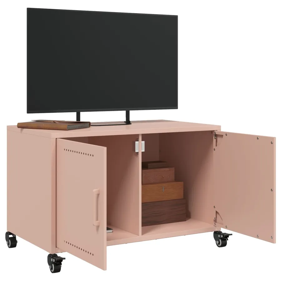 Meuble TV rose 68x39x43,5 cm acier - 4