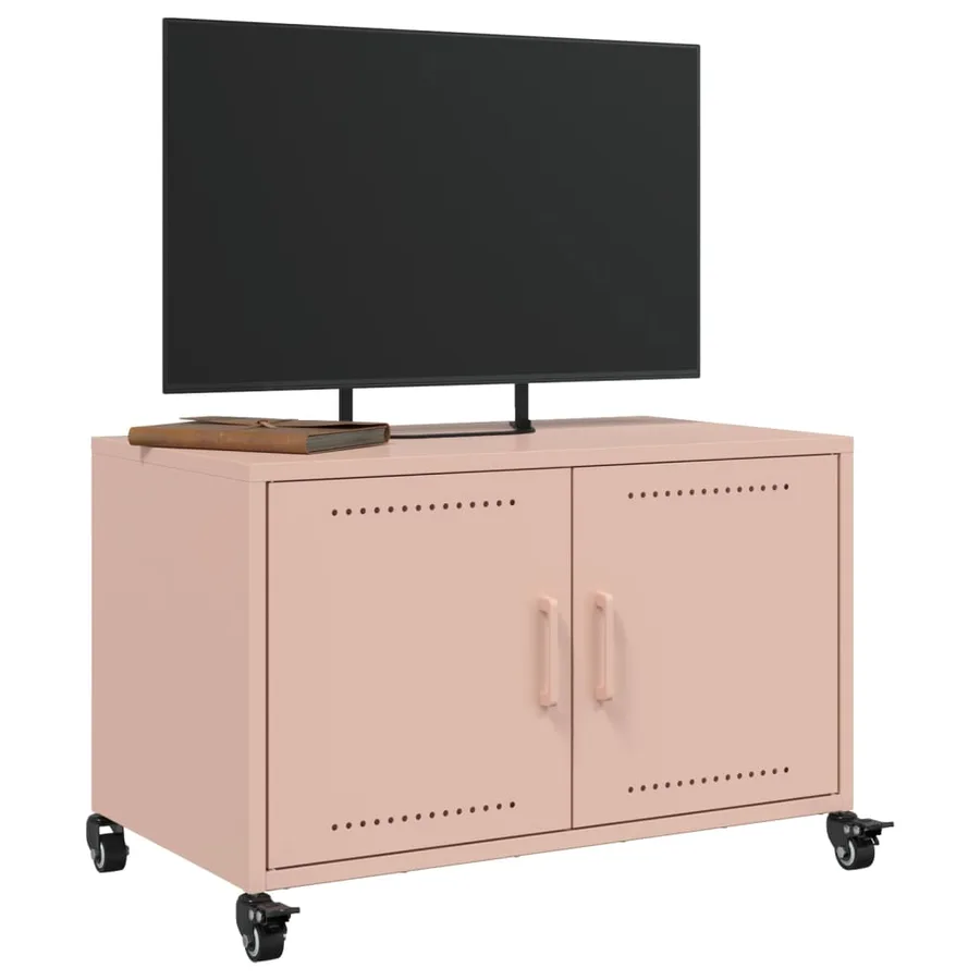 Meuble TV rose 68x39x43,5 cm acier - 5