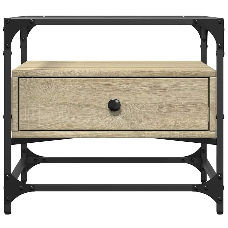 Table basse et dessus en verre chêne sonoma 50x50x45 cm acier - 4
