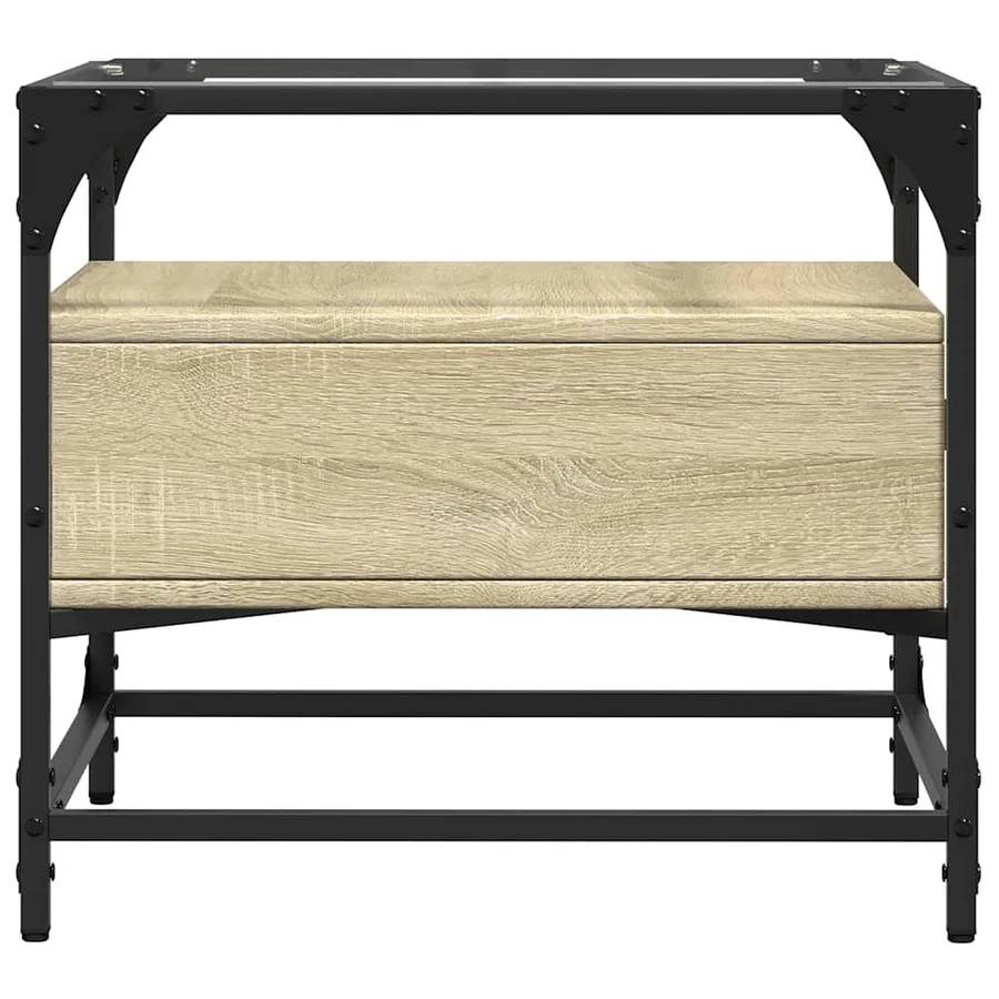 Table basse et dessus en verre chêne sonoma 50x50x45 cm acier - 5