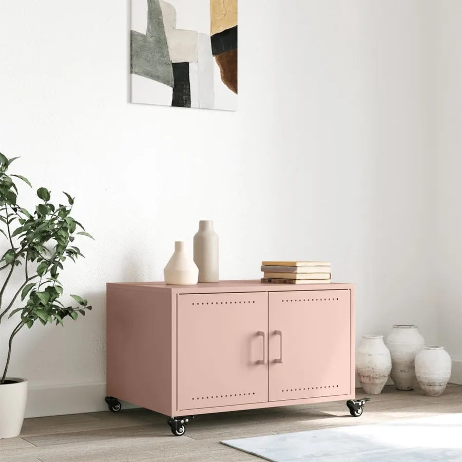 Table basse rose 68x50x43,5 cm acier - 3