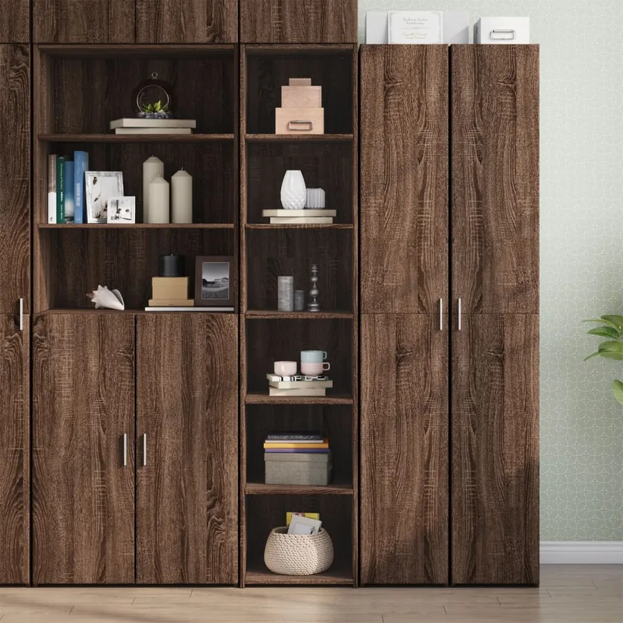 Buffet haut chêne marron 40x41x185 cm bois d'ingénierie