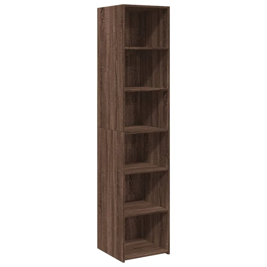 Buffet haut chêne marron 40x41x185 cm bois d'ingénierie - 2