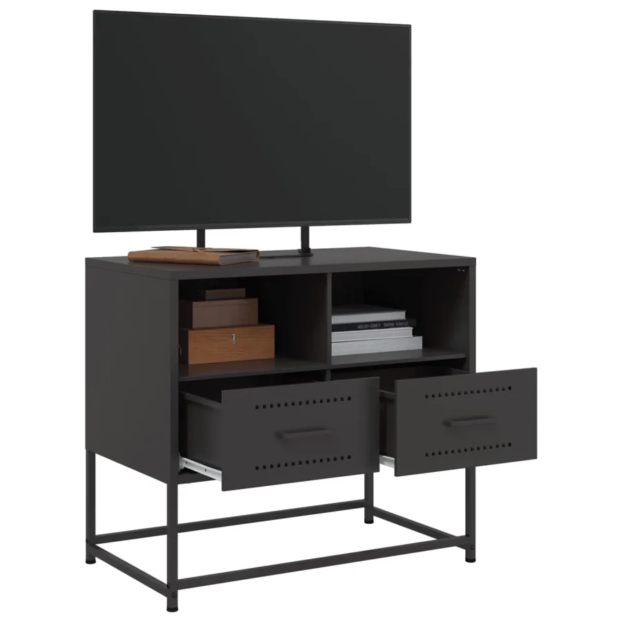 Meuble TV noir 68x39x60,5 cm acier - 4