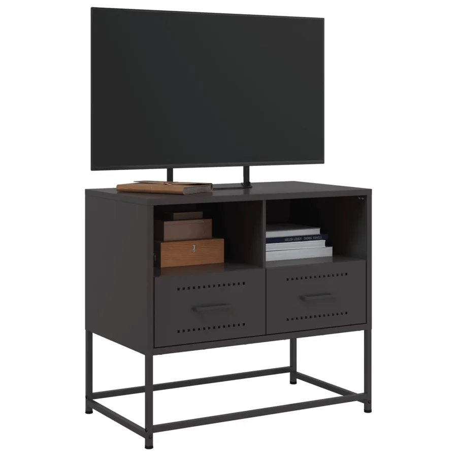 Meuble TV noir 68x39x60,5 cm acier - 5