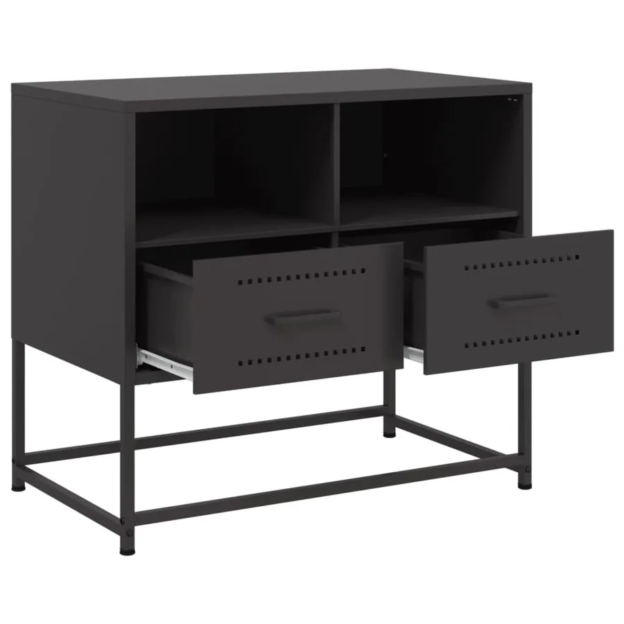 Meuble TV noir 68x39x60,5 cm acier - 9