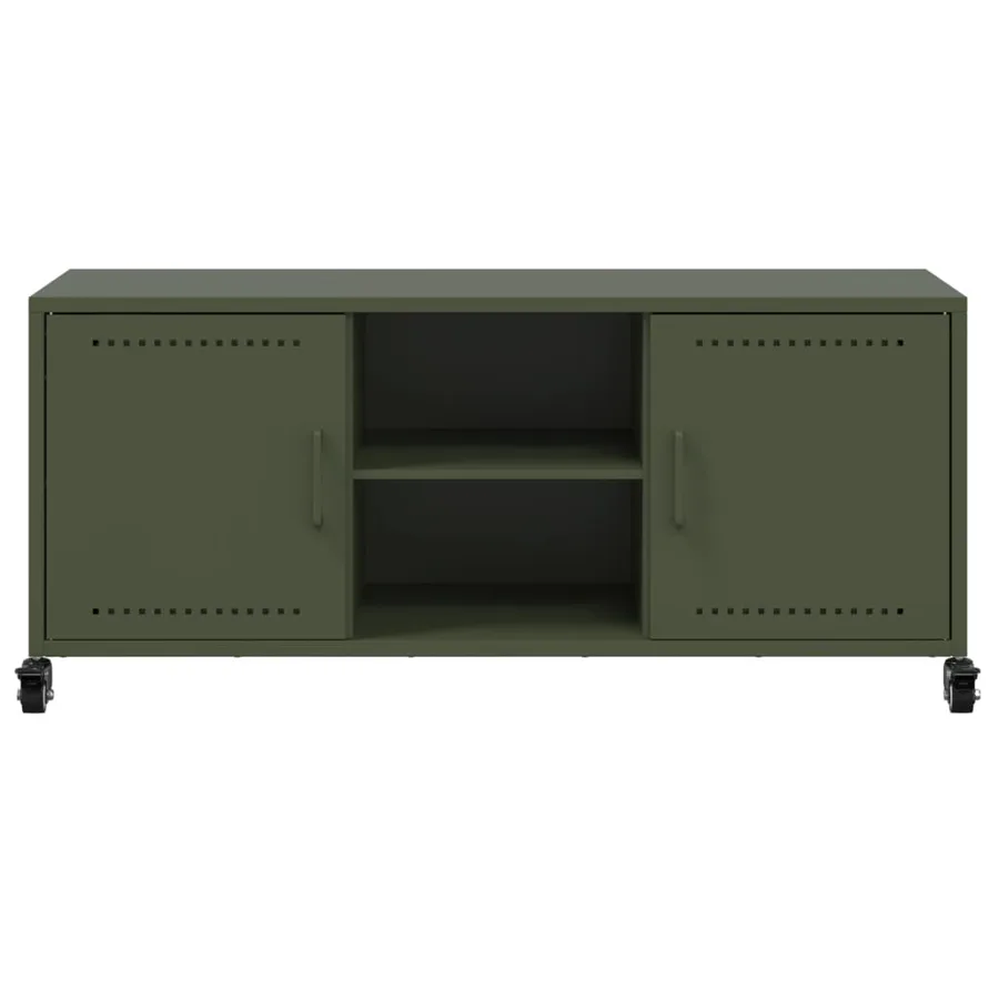 Meuble TV vert olive 100,5x39x43,5 cm acier - 6