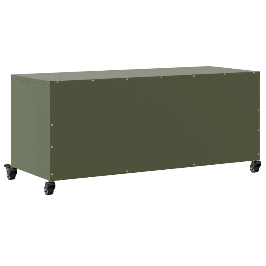 Meuble TV vert olive 100,5x39x43,5 cm acier - 8