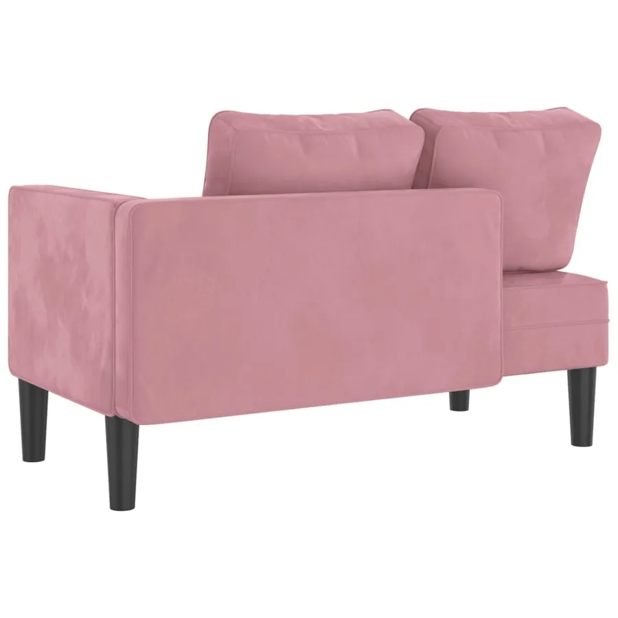 Chaise longue avec coussins rose velours - 5