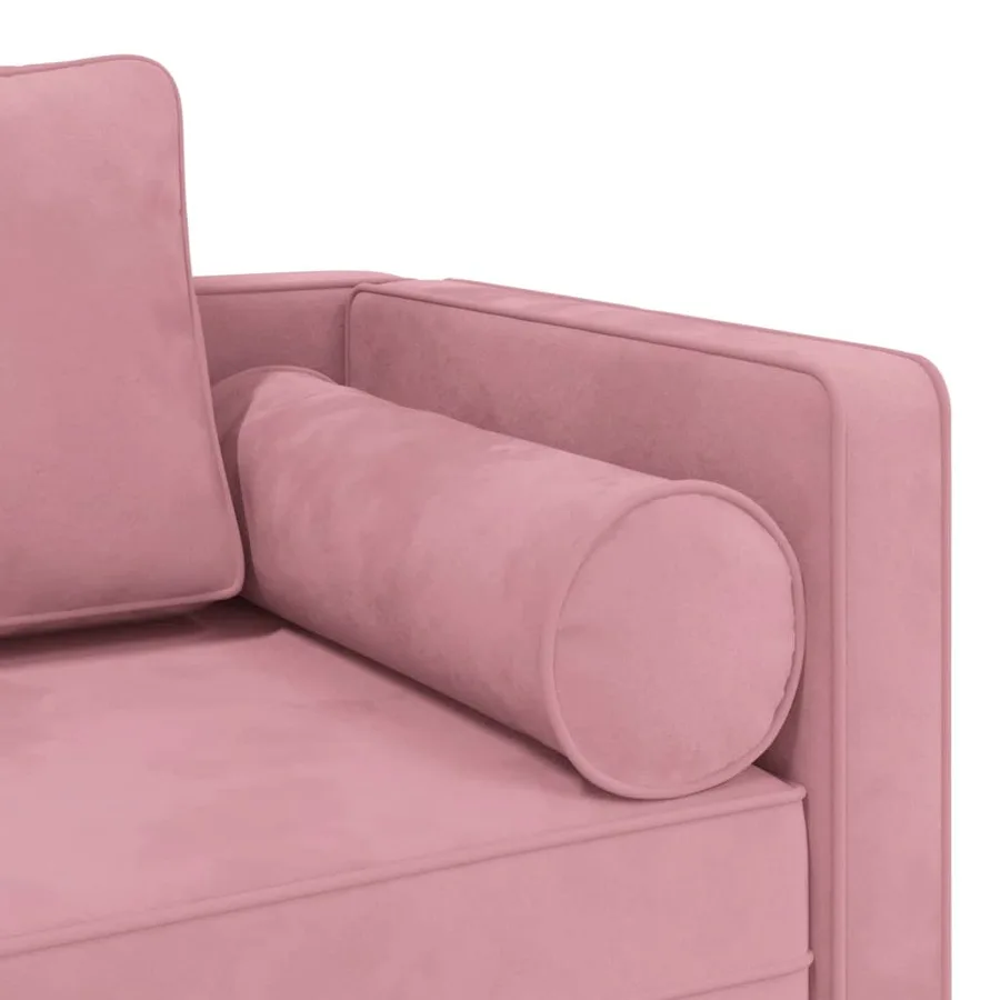 Chaise longue avec coussins rose velours - 6