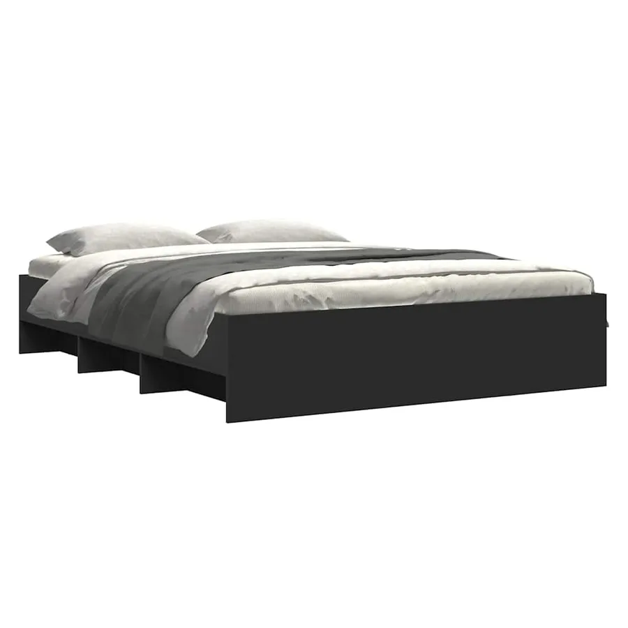 Cadre de lit sans matelas noir 160x200 cm bois d'ingénierie - 3