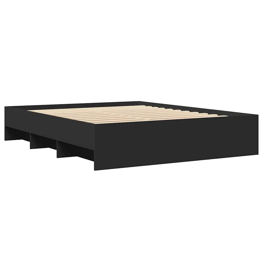 Cadre de lit sans matelas noir 160x200 cm bois d'ingénierie - 4