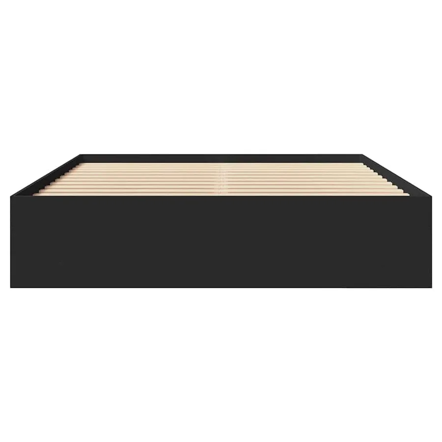 Cadre de lit sans matelas noir 160x200 cm bois d'ingénierie - 5